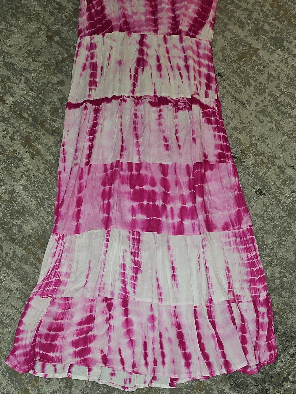 Young USA Pink Tie-Dye Maxi Dress with Tie Straps Large - Picture 3 of 7